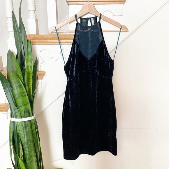 Free People GREEN Luxe Velvet Something Something Bodycon Size XS - Picture 2 of 10